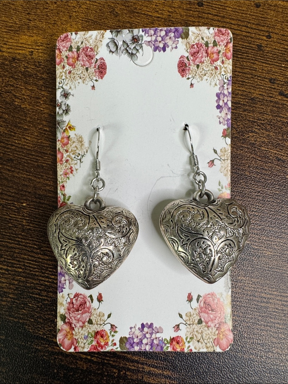 Lightweight Silver Heart Filigree Drop Earrings - Women Jewelry